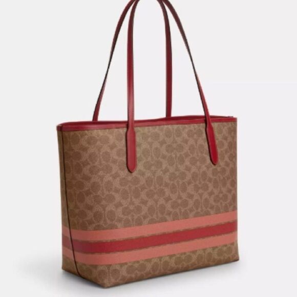 NWT Coach City Tote Bag In Signature Canvas With Stripe # CAL86 - Picture 3 of 5